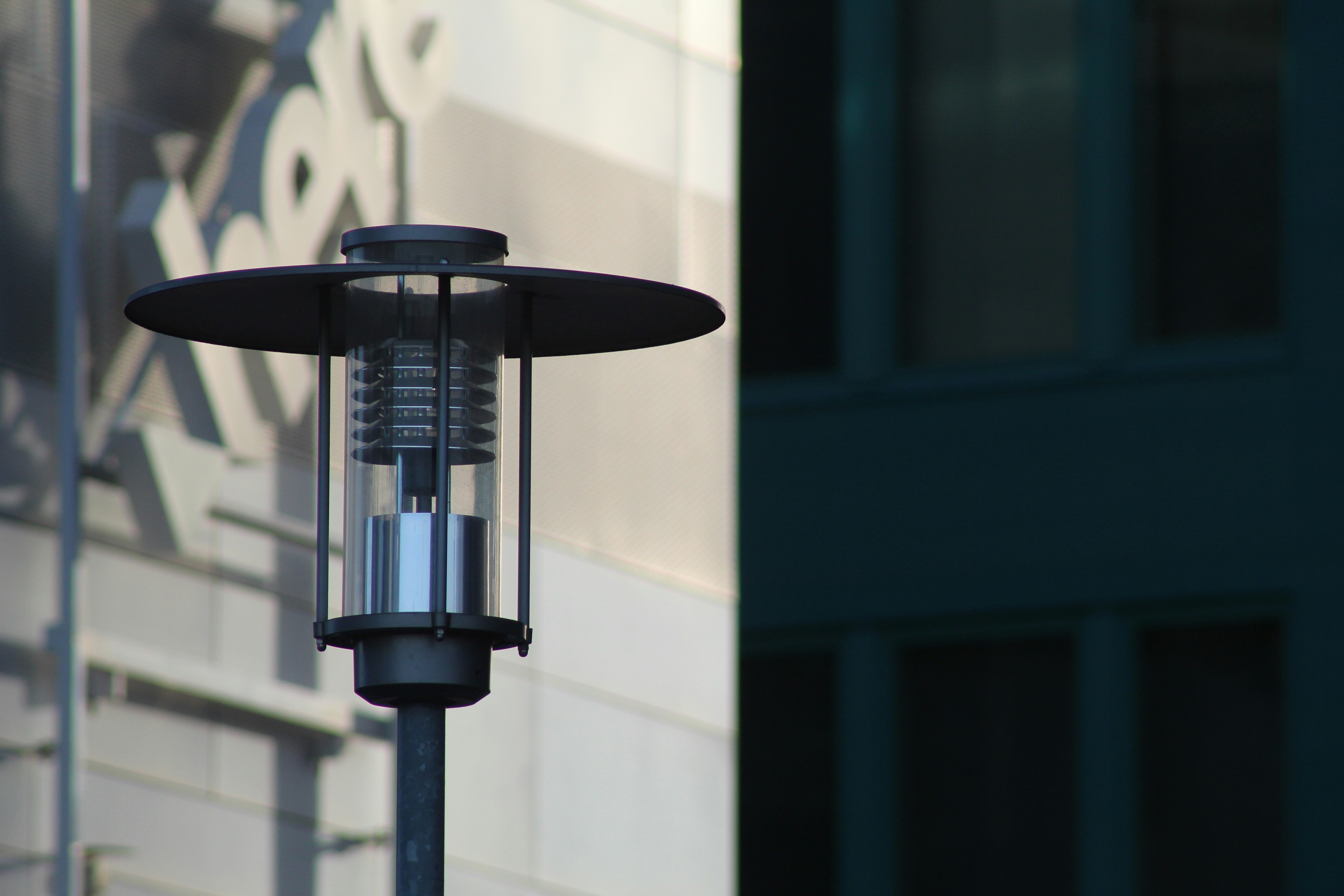 black and silver street lamp
